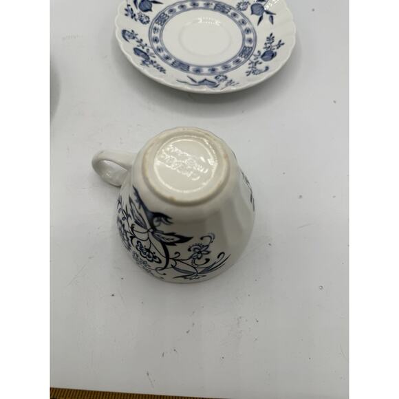 Set Of 2 Blue Nordic Blue Onion Johnson Brothers Ironstone Coffee Cup And Saucer - Picture 8 of 13